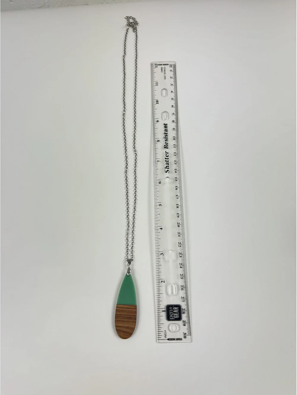 Fashion Jewelry Silver Toned Wooden & Turquoise Pendant Women's Necklace